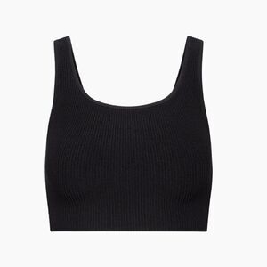 Aritzia Babaton Sculpt Knit Square Neck Cropped Black Tank Top Women’s Sz M